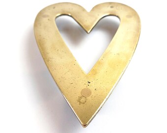Antique Brass Heart Trivet... Heart Shaped Pot Stand