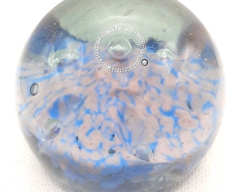 Signed Guernsey Paperweight... Lilac & Blue... 'Island Studio Glass'