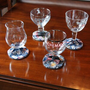 Military Dog Tags Stemware Slippers - Set of 4 - Demi-Style Fabric Coasters for Beer & Wine Glasses / Champagne Flutes / Water Goblets