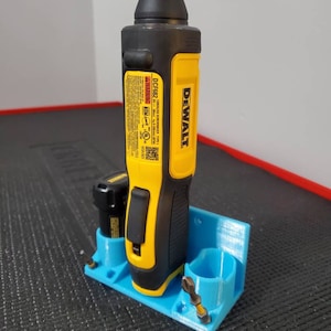 DeWalt 8vt Gyroscopic Screwdriver Mount - Holds 2 batteries - wall mountable - 3D printed