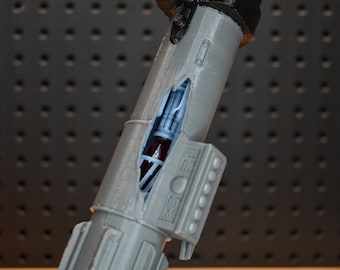 Darth Vader Inspired Lightsaber - Battle Damaged, Exposed Crystal - 3D printed - For prop, display, cosplay