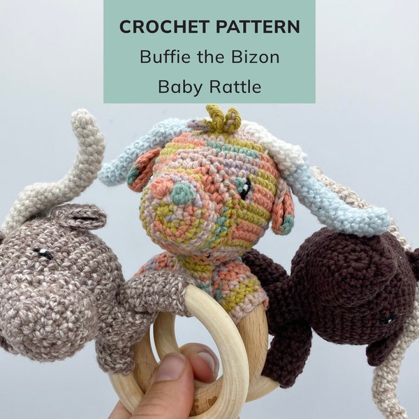 Buffie the Bizon baby rattle - crochet pattern