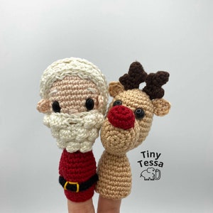 Santa Claus Elf and Rudolf Finger Puppets  Crochet Pattern image 4