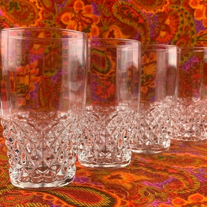Beautiful Moulded Glass Tumblers (set of 4) / Cocktail Glasses / Retro Barware
