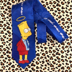 Vintage Bart Simpson Mens Neck Tie / 100% Silk / Made by Brice / 1990s Retro Necktie