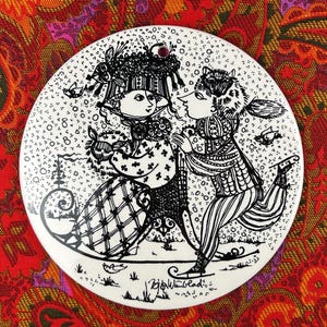 Bjorn Wiinblad Nymolle Calendar Plaque, January Kontakt / Months of Love / Mid Century