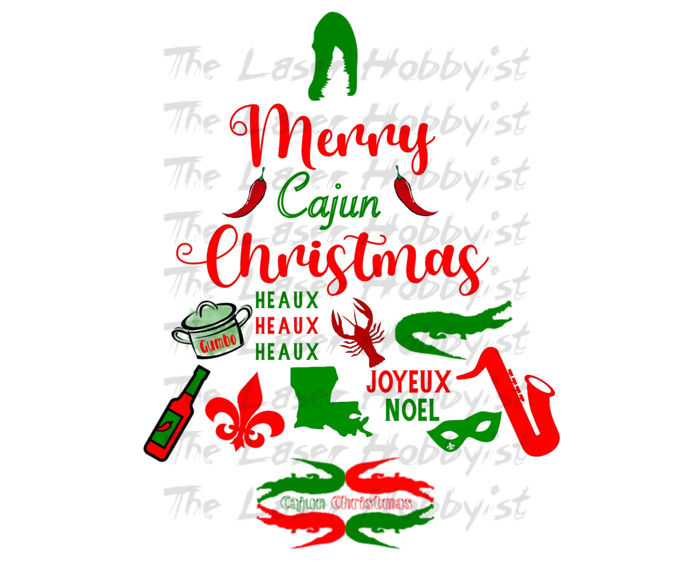 Simple Merry Cajun Christmas Design Digital Download Includes PNG and