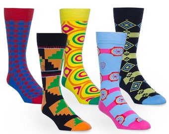 Ensembles de chaussettes colorées pour hommes | Cadeau pour lui | Chaussettes de mariage pour homme | Chaussettes imprimées africaines | Produits appartenant à des Noirs | Cadeau personnalisé | Chaussettes