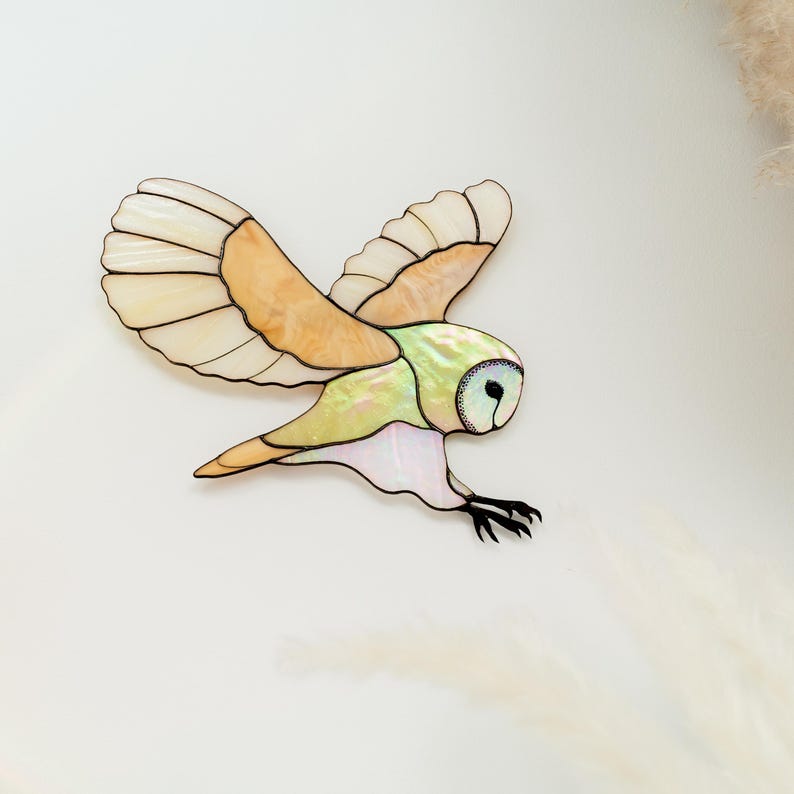 Stained Glass Barn Owl Wall Hanging Natureinspired Barn Owl Wall Art