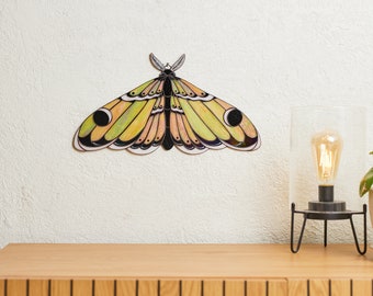 Stained Glass Moth Wall Hanging, Large Handcrafted Butterfly Wall Decor, Boho Home Decoration, Unique Gift for Mother, Housewarming Gift