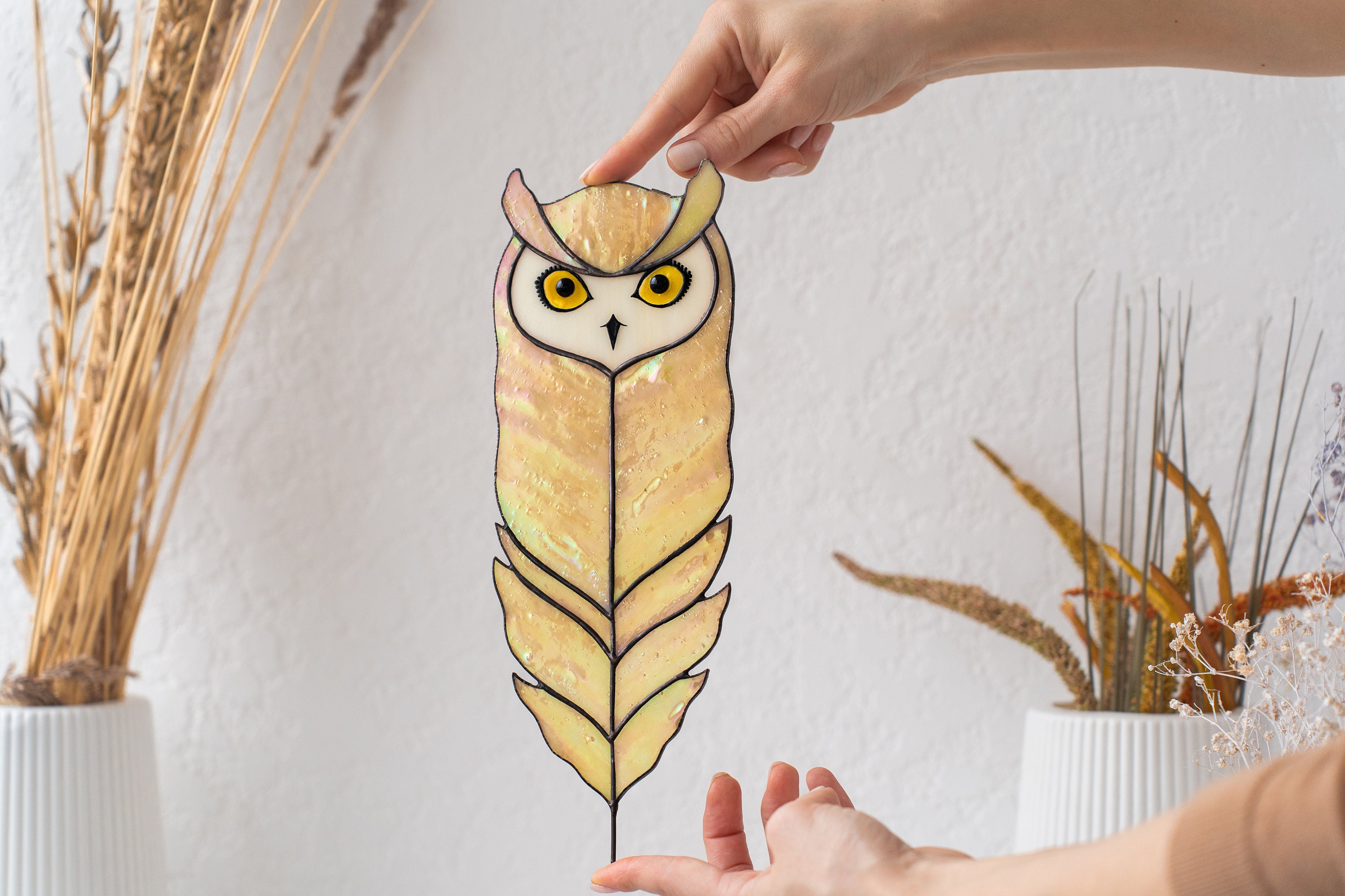 HAOSUM Buntglas-Sonnenfänger 'Eule' – Fensterdekoration Als Geschenk Für Vogelliebhaber