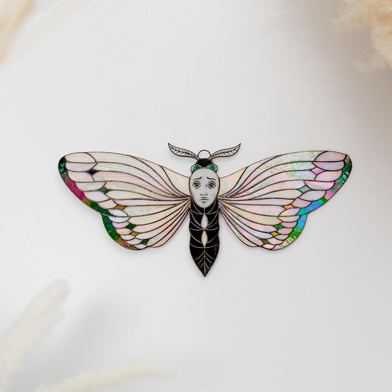 Stained Glass Moth Wall Hanging Moth Window Hanging Gothic Moth Art ...