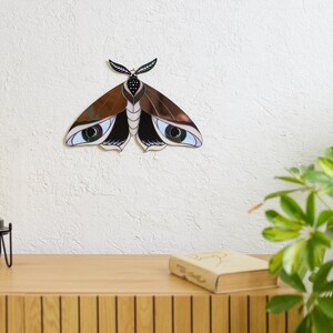 Celestial Stained Glass Moth Wall Hanging Peacock Feather Art Butterfly ...