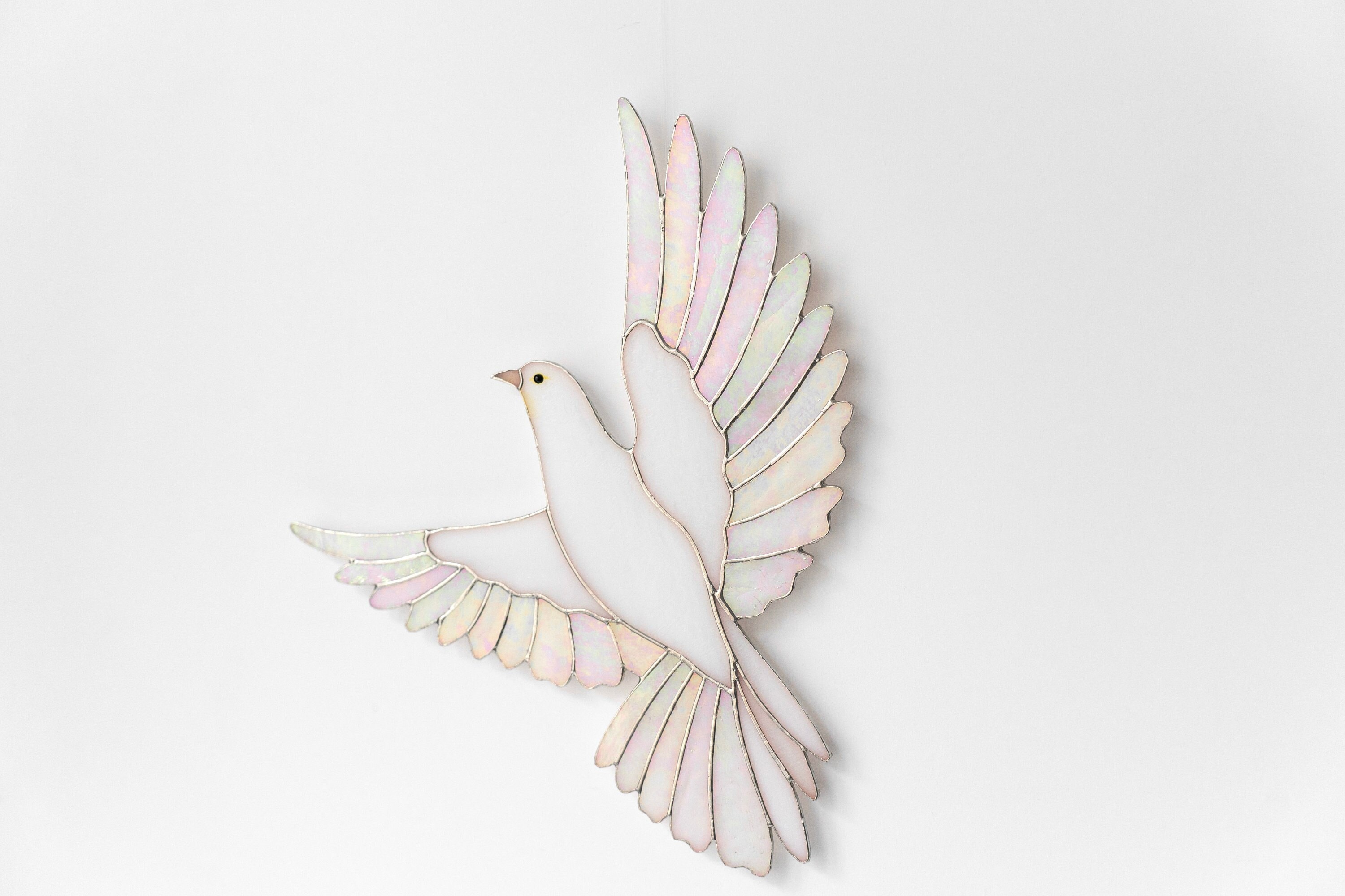 Stained Glass White Dove Wall Decor, Dove of Peace Wall Hanging
