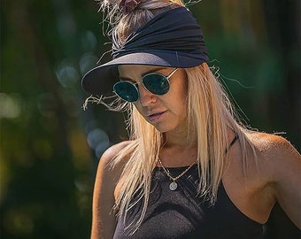 Summer Ponytail Sun Visor Cap Hat, Turban Visor Beach Hat UV Protection For Womens
