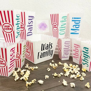 Personalized Family Movie Night Gift/ Popcorn Container Set/ Custom Reusable Popcorn Snack Bowl/ Party Favors For Kids/ Popcorn Bucket image 1