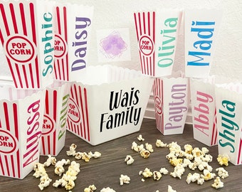 Personalized Family Movie Night Gift/ Popcorn Container Set/ Custom Reusable Popcorn Snack Bowl/ Party Favors For Kids/ Popcorn Bucket