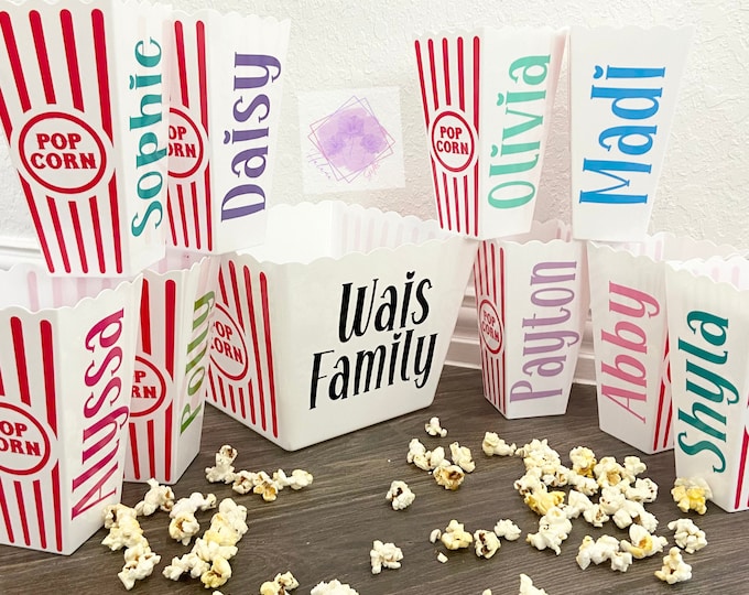 Personalized Popcorn Bowl Popcorn Tub Popcorn Container Etsy