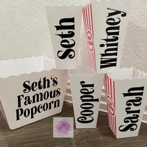 Personalized Family Movie Night Gift/ Popcorn Container Set/ Custom Reusable Popcorn Snack Bowl/ Party Favors For Kids/ Popcorn Bucket image 4