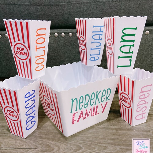 Personalized Family Movie Night Gift/ Popcorn Container Set/ Etsy