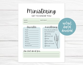 Ministering Survey - Get To Know You Survey - Relief Society - Ministering - LDS Printable - Church of Jesus Christ of Latter Day Saints