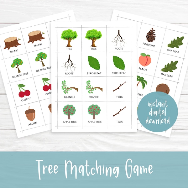 Tree Matching Game - Homeschool Printable - Homeschool Preschool - Montessori Printable