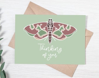 Thinking of You Printable Card - Printable Card - Butterfly Greeting Card - Instant Download Card - Boho Butterfly Card - Downloadable Card
