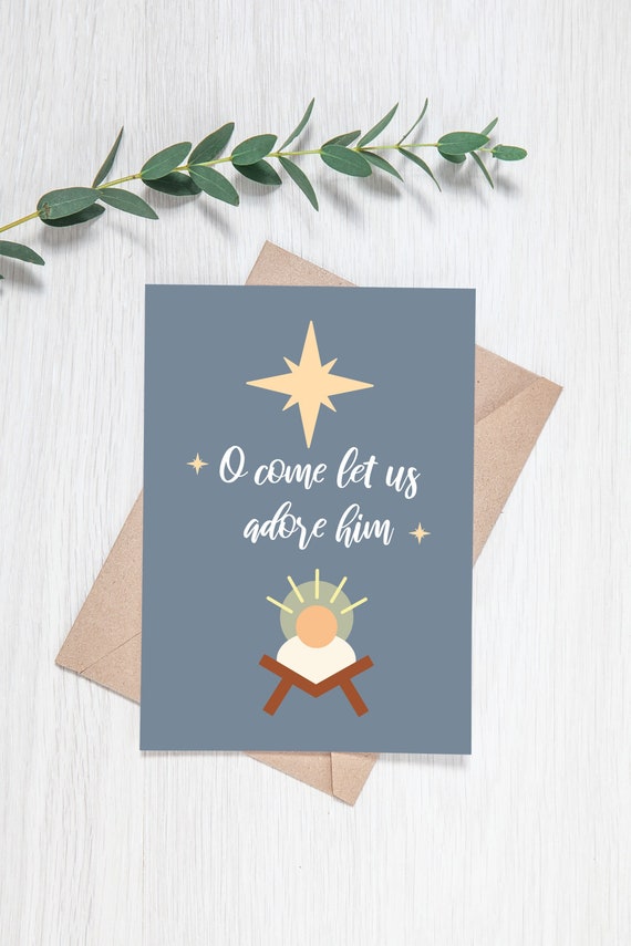O Come Let Us Adore Him Card Printable Christmas Card