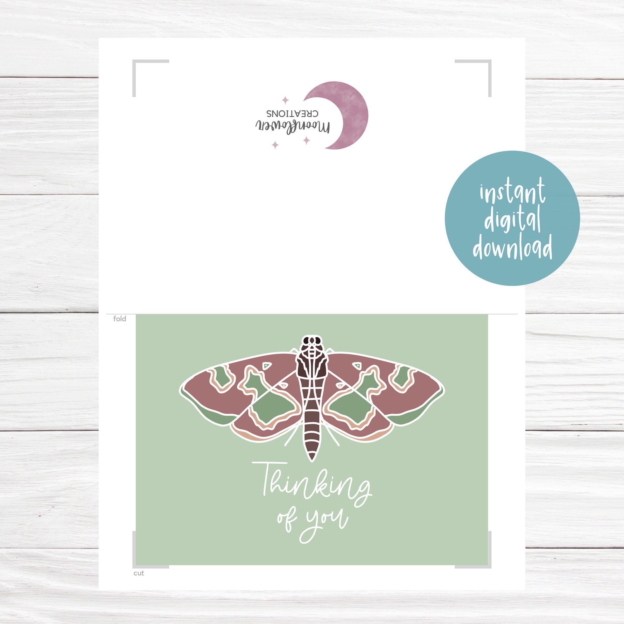 Thinking of You Butterfly Card – Boho Greeting, Printable 5x7 (PDF) - Etsy