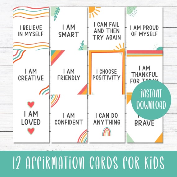 Printable Affirmation Deck for Kids - Kids Affirmations Cards - Daily Affirmations - Kids Positivity Cards