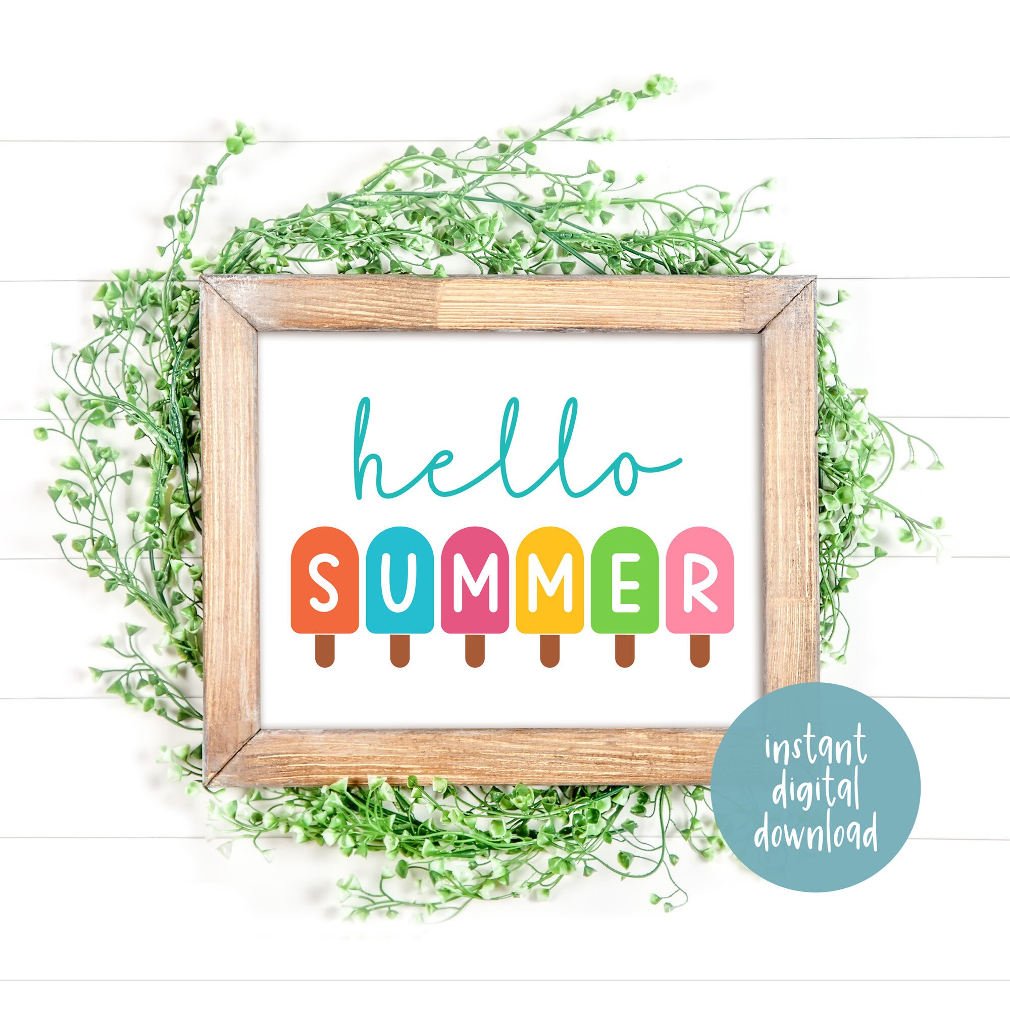 Hello Summer Printable Summer Wall Art Ice Cream Prints - Etsy