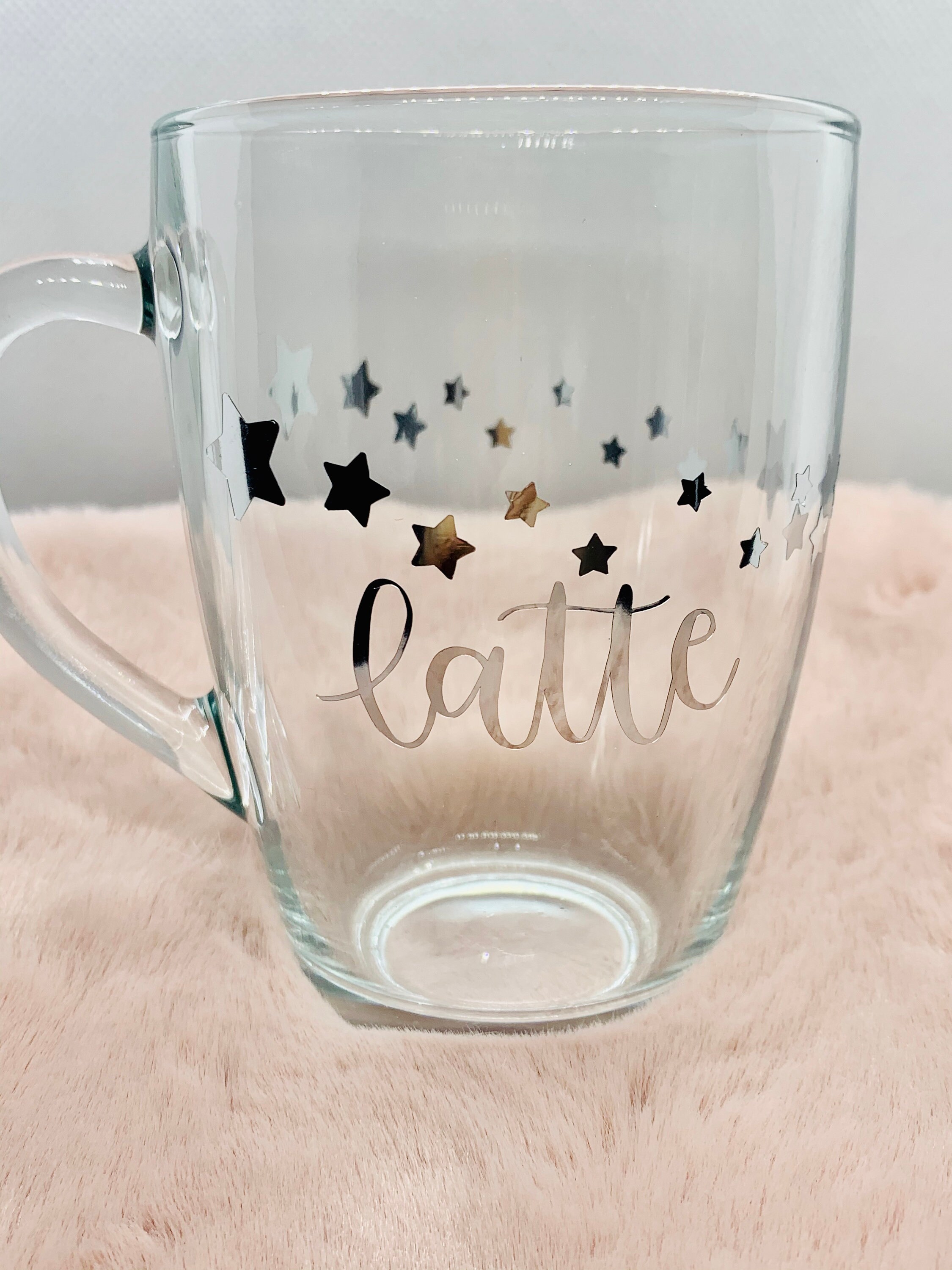 Glass Latte with Stars Mug Etsy España