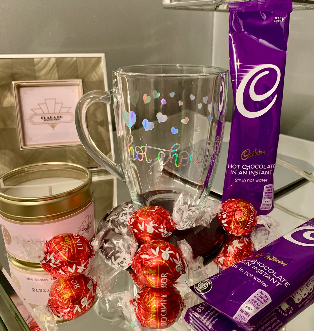 Gift Box Glass Hot Chocolate Hearts Mug with hot chocolate Etsy España