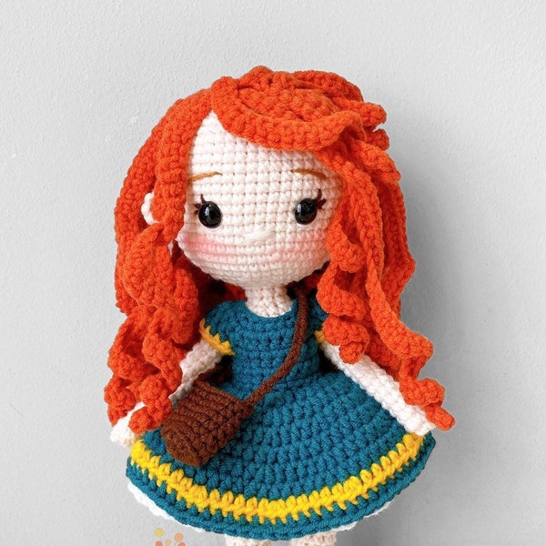 Cheveux roux, poupées princesse, poupée princesse Amigurumi, poupée princesse au crochet, poupées faites à la main, princesse, poupée princesse, poupée princesse faite à la main