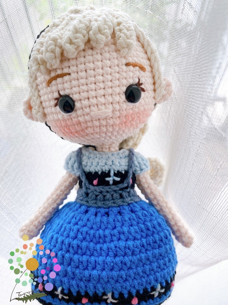 Amigurumi Anna och Elsa Prinsessa Virkad prinsessdocka, handgjorda prinsessdockor, handgjord prinsessdocka bild 2
