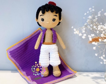 Muñeca Aladdin Amigurumi, Muñeca de crochet, Muñecas hechas a mano, Muñeca hecha a mano