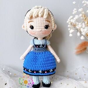 Amigurumi Anna och Elsa Prinsessa Virkad prinsessdocka, handgjorda prinsessdockor, handgjord prinsessdocka bild 4