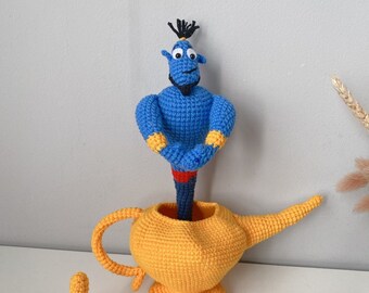 Muñeca amigurumi Genio y la lámpara, muñeca de ganchillo, muñecas hechas a mano, muñeca hecha a mano
