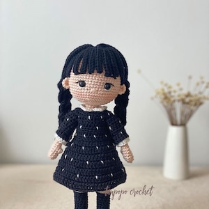 Amigurumi Wednesday doll, Amigurumi doll, Crochet doll, handmade dolls