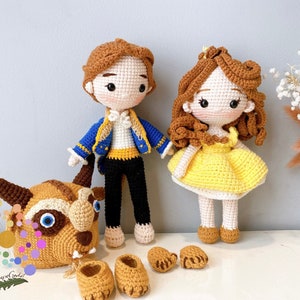 Amigurumi Belle and Beast doll,Crochet Princess doll,handmade dolls,handmade princess doll