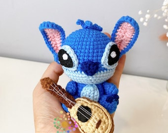 Bordado con Ukelele, Muñeca amigurumi, Muñeca de crochet, Muñecas hechas a mano, Hecho a mano