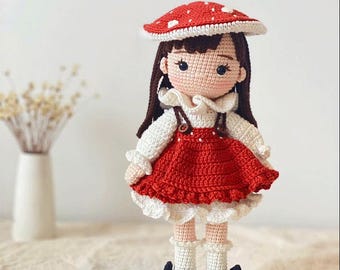 Amanita amigurumi, muñeca amigurumi, muñeca de crochet, muñecas hechas a mano