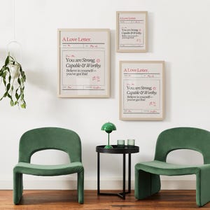 Pôster com impressão digital de carta de amor, decoração rosa para casa, decoração rosa para quarto, pôster minimalista, pôster de afirmação, impressão digital para casa