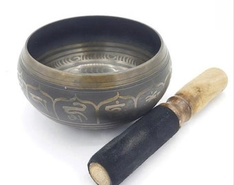 4.5" Singing Bowl Batik Antique |Handmade Tibetan Singing BowlMuladhara Hand Carved Singing Bowl|Hand Beaten Sound Bowl| Frequency