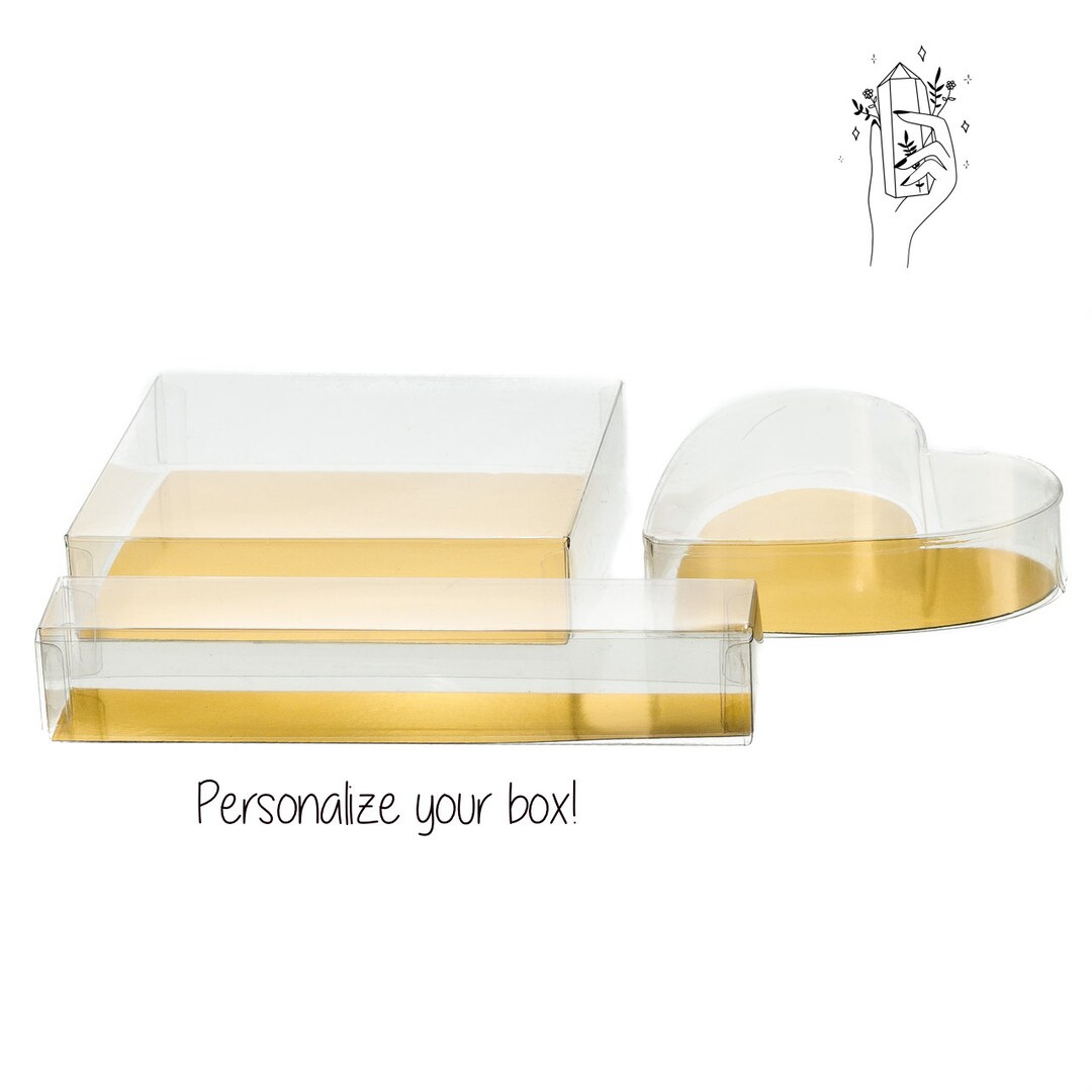 Personalized Clear and Gold Boxes |gold Lining|heart Shaped|clear Gift ...