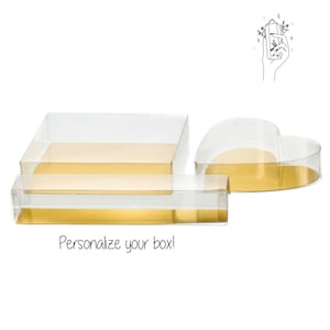 Cajas de regalo transparentes y doradas personalizadas / Forro de oro / Caja de regalo en forma de corazón / Caja de regalo transparente / Cajas de regalo forradas de oro / Personalizable / DIYWedding / Regalos para el amor