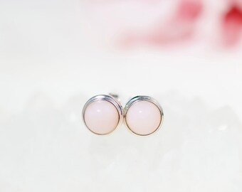 Natural Morganite Stud Earring: Solid Sterling Silver