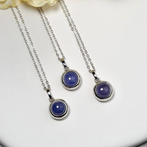 Natural Tanzanite Solitaire Pendant Necklace: Sterling Silver Bubble Gem