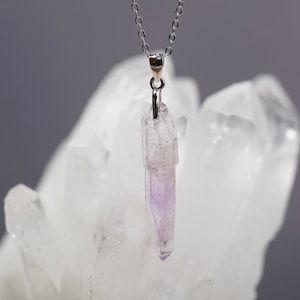 Natural Raw Vera Cruz Amethyst Pendant: Sterling Silver Necklace