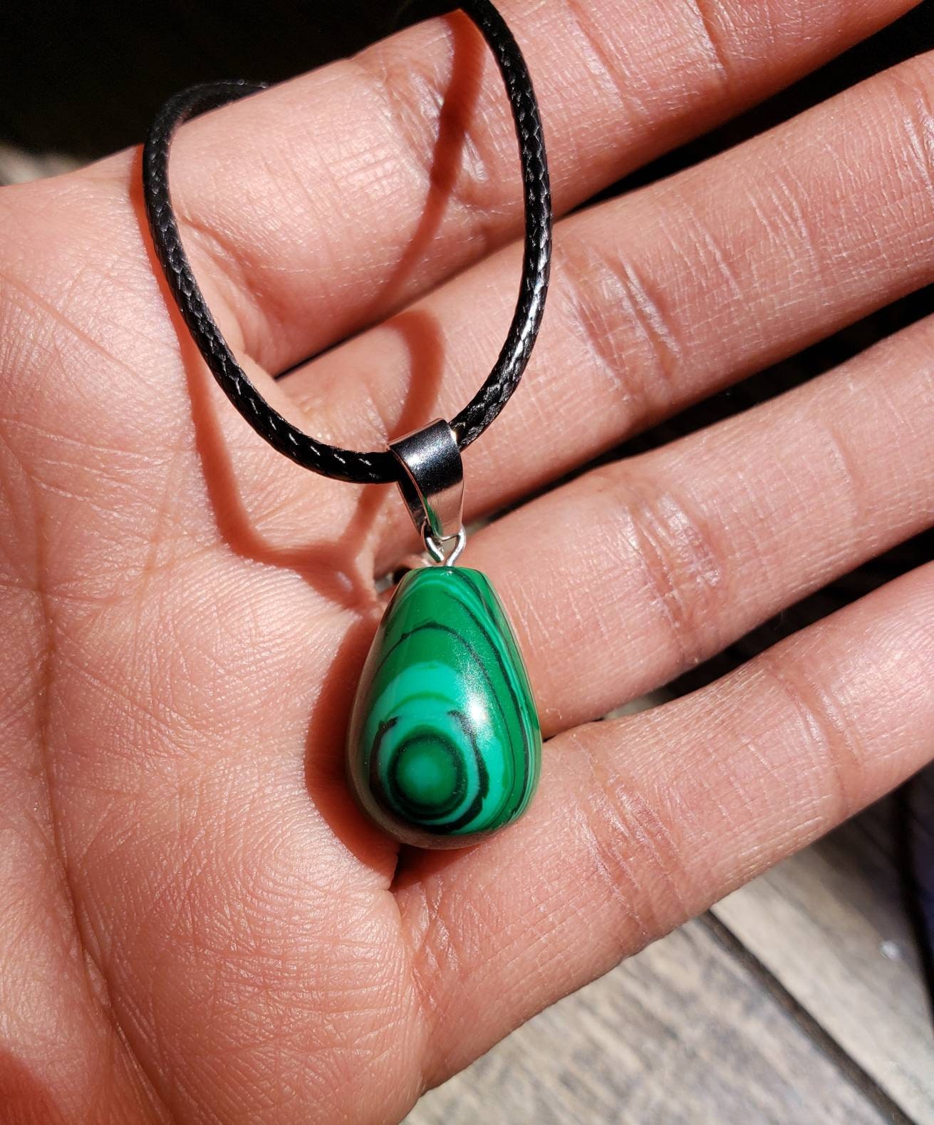 Malachite Necklace Pendant Tiger Eye Pendant Natural Gemstone Crystal